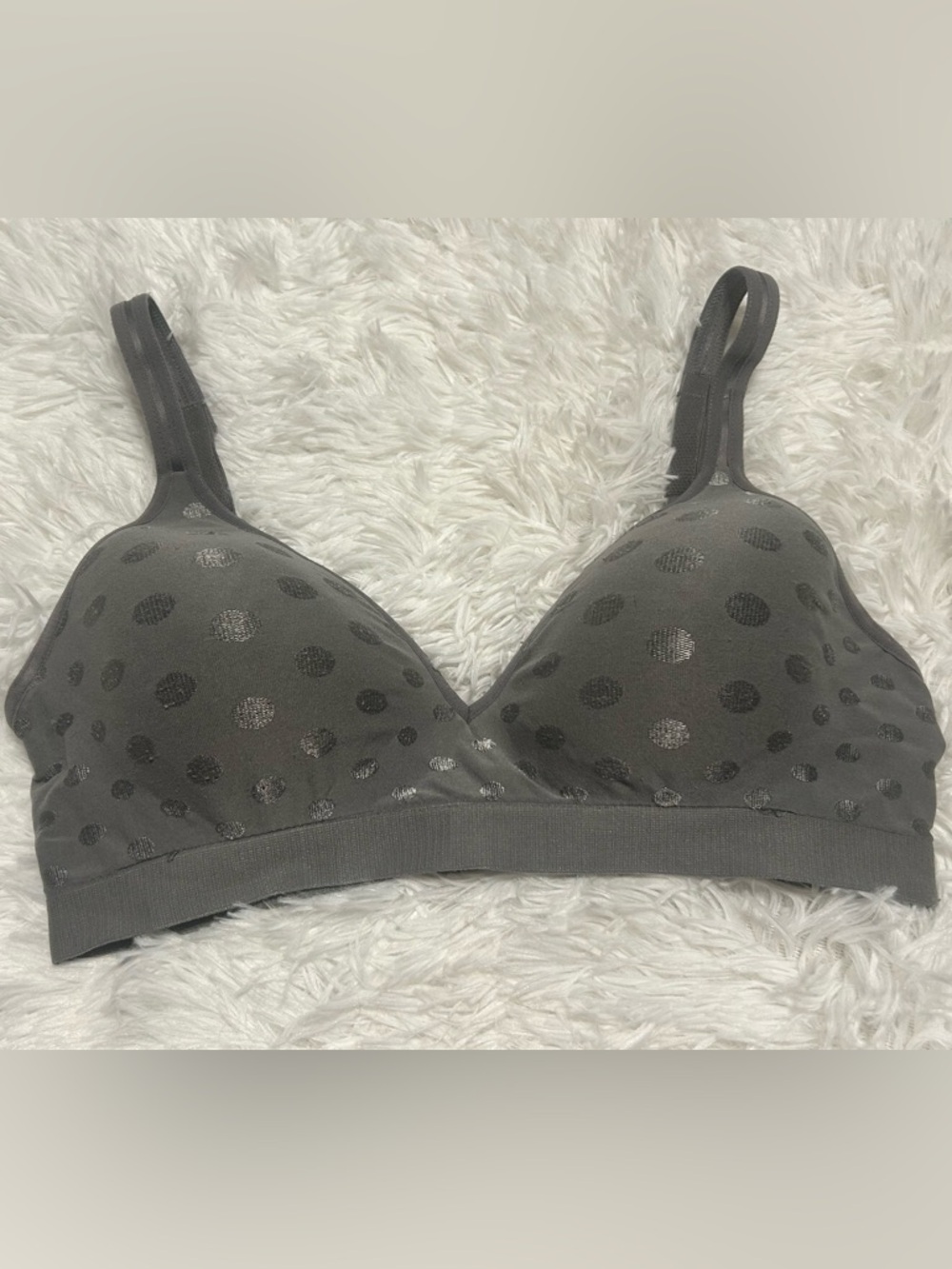 Gray Polka Dot Comfort Bra underwire support lightly padded /extra pad option